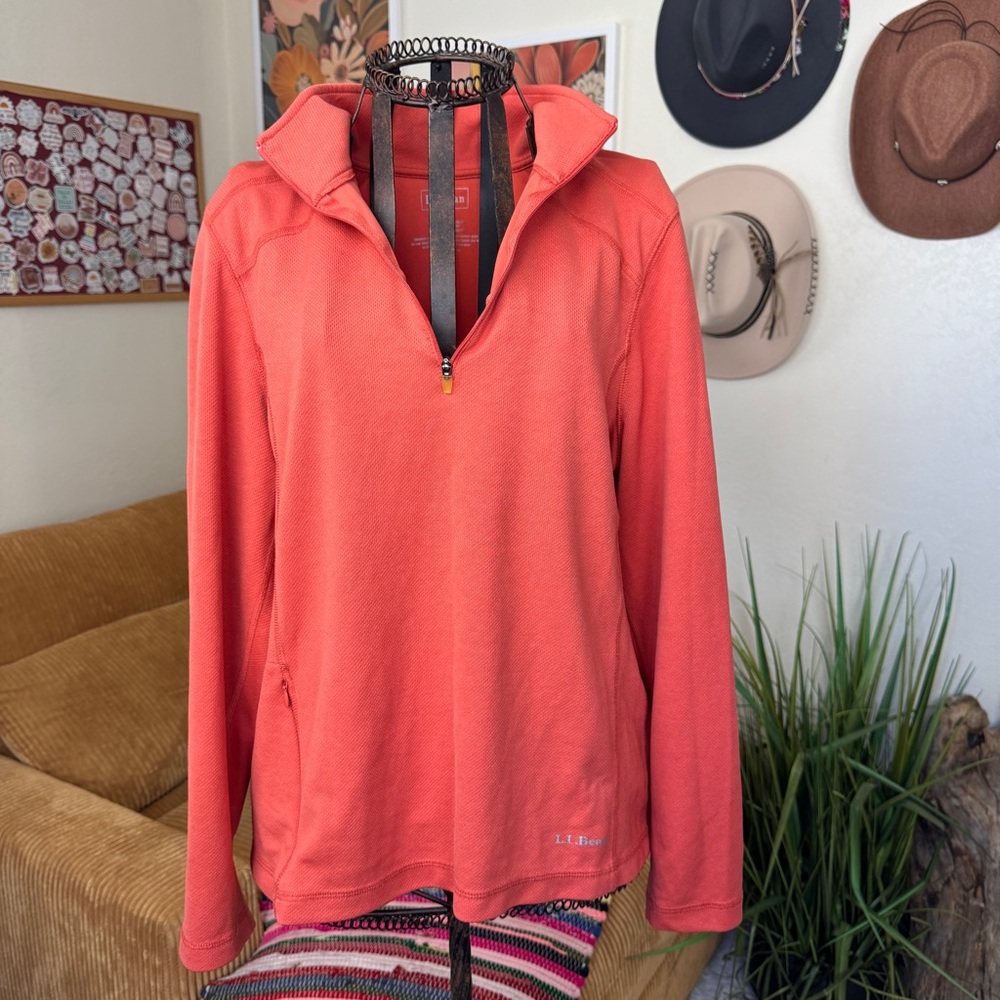 L.L. Bean Women's Vibrant Coral Half-Zip Sweatshirt